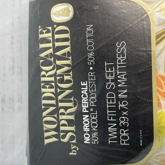 Vintage Wondercale Springmaid 2pc Sheet Set French Flowers Yellow Flat Fitted - Picture 12 of 14